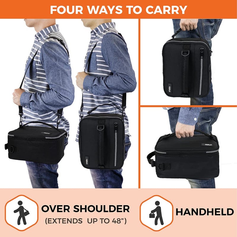 opux Insulated Lunch Box for Men Women Adult, Compact Lunch Bag for Kids Boy Girl Teen, Soft Lunch Cooler Bag for Work School, Leakproof Lunchbox Lunch Pail with Clip-on Buckle, Black - Image 4